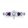 14k White Gold Custom Amethyst And Diamond Engagement Ring - Top View -  100817 - Thumbnail