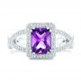  Platinum Platinum Custom Amethyst And Diamond Engagement Ring - Top View -  102449 - Thumbnail