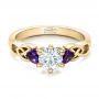 18k Yellow Gold 18k Yellow Gold Custom Amethyst And Diamond Engagement Ring - Flat View -  100817 - Thumbnail