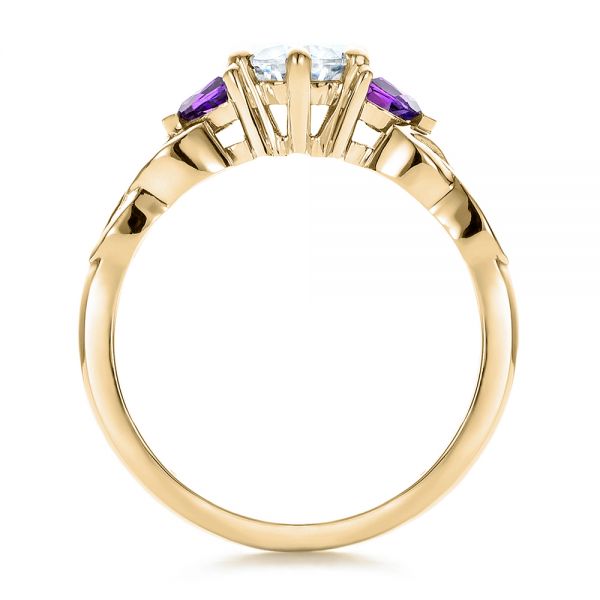 18k Yellow Gold 18k Yellow Gold Custom Amethyst And Diamond Engagement Ring - Front View -  100817