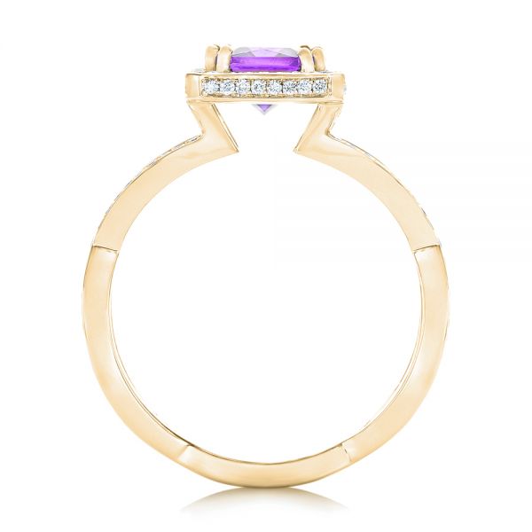 14k Yellow Gold 14k Yellow Gold Custom Amethyst And Diamond Engagement Ring - Front View -  102449