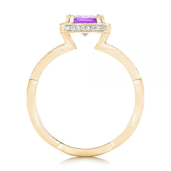 18k Yellow Gold 18k Yellow Gold Custom Amethyst And Diamond Engagement Ring - Front View - 102449