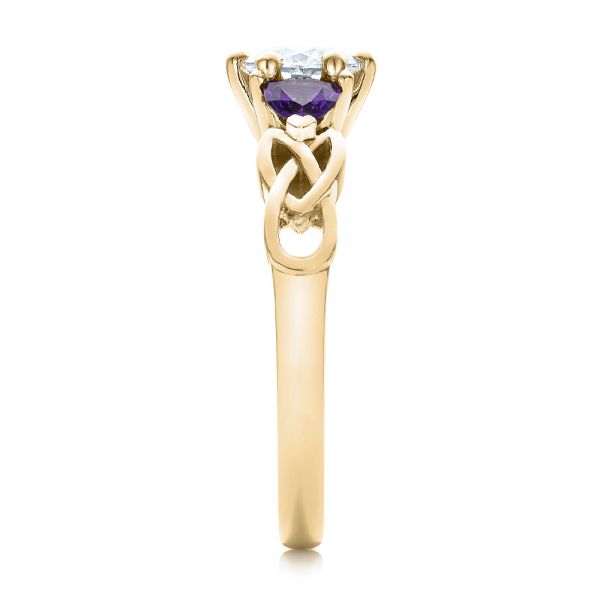 18k Yellow Gold 18k Yellow Gold Custom Amethyst And Diamond Engagement Ring - Side View -  100817