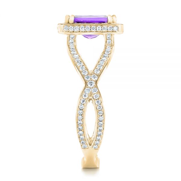 14k Yellow Gold 14k Yellow Gold Custom Amethyst And Diamond Engagement Ring - Side View -  102449