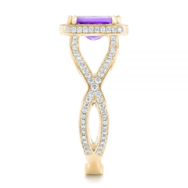 18k Yellow Gold 18k Yellow Gold Custom Amethyst And Diamond Engagement Ring - Side View - 102449