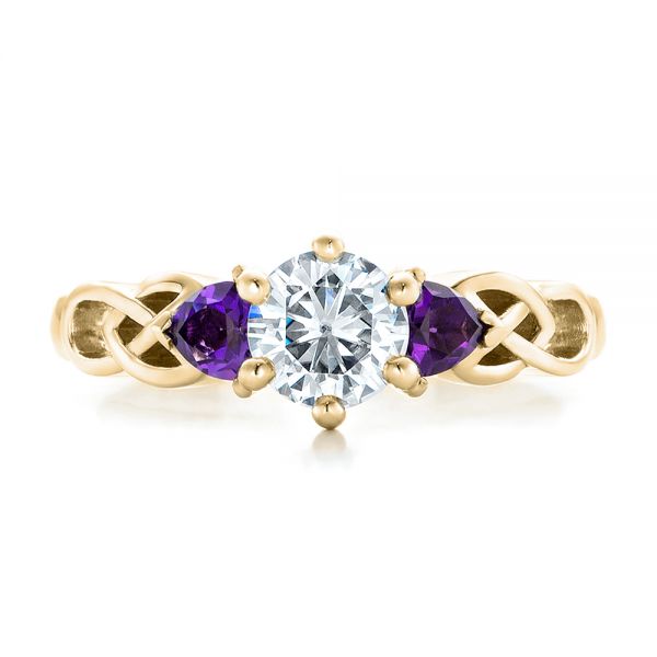 14k Yellow Gold 14k Yellow Gold Custom Amethyst And Diamond Engagement Ring - Top View -  100817