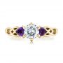 18k Yellow Gold 18k Yellow Gold Custom Amethyst And Diamond Engagement Ring - Top View -  100817 - Thumbnail