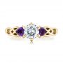 14k Yellow Gold 14k Yellow Gold Custom Amethyst And Diamond Engagement Ring - Top View -  100817 - Thumbnail
