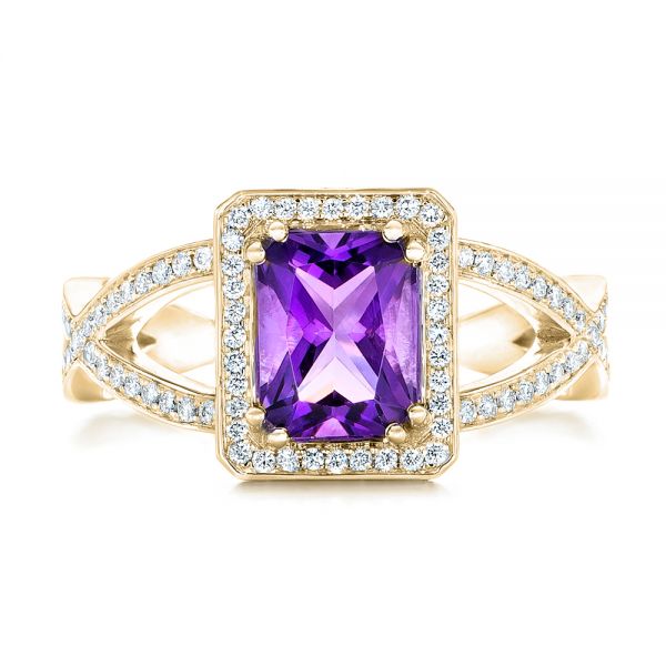 14k Yellow Gold 14k Yellow Gold Custom Amethyst And Diamond Engagement Ring - Top View -  102449