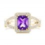 14k Yellow Gold 14k Yellow Gold Custom Amethyst And Diamond Engagement Ring - Top View -  102449 - Thumbnail