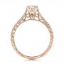 18k Rose Gold 18k Rose Gold Custom Antique Hand Engraved Diamond Solitaire Engagement Ring - Front View -  100716 - Thumbnail