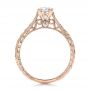 18k Rose Gold 18k Rose Gold Custom Antique Hand Engraved Diamond Solitaire Engagement Ring - Front View -  100716 - Thumbnail
