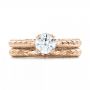 18k Rose Gold 18k Rose Gold Custom Antique Hand Engraved Diamond Solitaire Engagement Ring - Top View -  100716 - Thumbnail