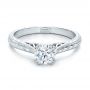  Platinum Custom Antique Hand Engraved Diamond Solitaire Engagement Ring - Flat View -  100716 - Thumbnail