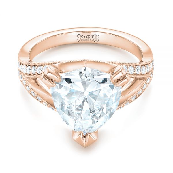 18k Rose Gold 18k Rose Gold Custom Antique Style Diamond Engagement Ring - Flat View -  103345