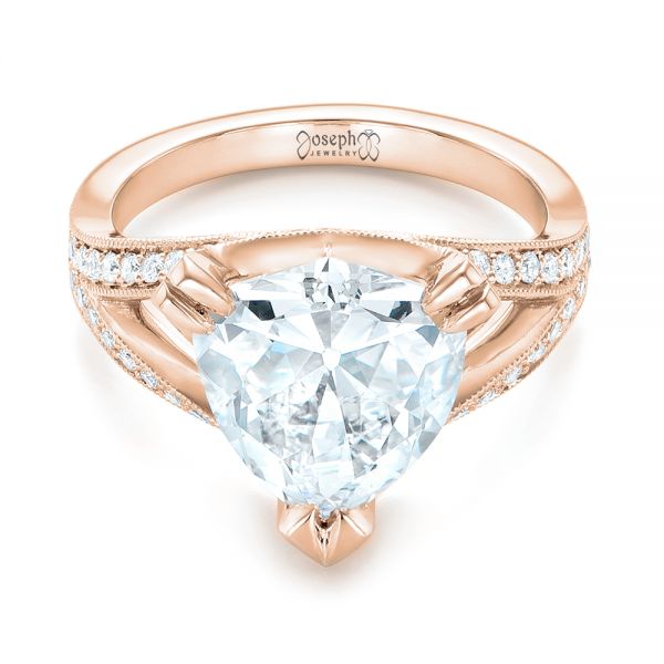 18k Rose Gold 18k Rose Gold Custom Antique Style Diamond Engagement Ring - Flat View - 103345