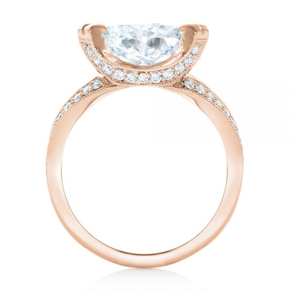 18k Rose Gold 18k Rose Gold Custom Antique Style Diamond Engagement Ring - Front View -  103345