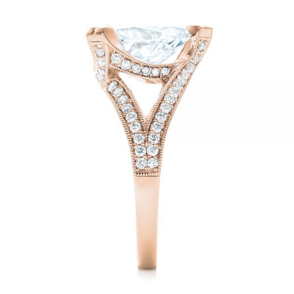 18k Rose Gold 18k Rose Gold Custom Antique Style Diamond Engagement Ring - Side View - 103345