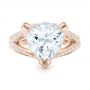 18k Rose Gold 18k Rose Gold Custom Antique Style Diamond Engagement Ring - Top View -  103345 - Thumbnail