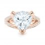 18k Rose Gold 18k Rose Gold Custom Antique Style Diamond Engagement Ring - Top View -  103345 - Thumbnail