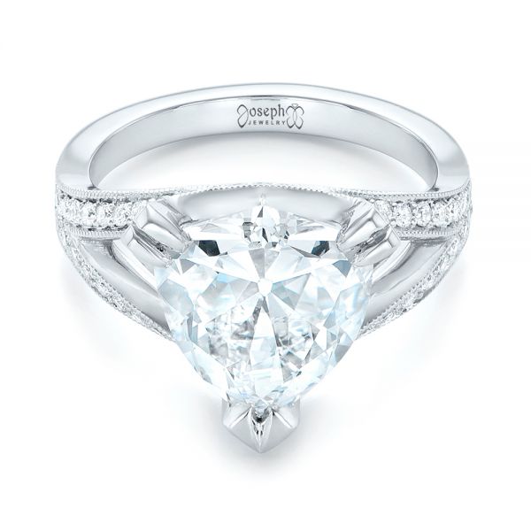 14k White Gold 14k White Gold Custom Antique Style Diamond Engagement Ring - Flat View -  103345