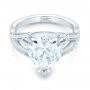 18k White Gold Custom Antique Style Diamond Engagement Ring - Flat View -  103345 - Thumbnail