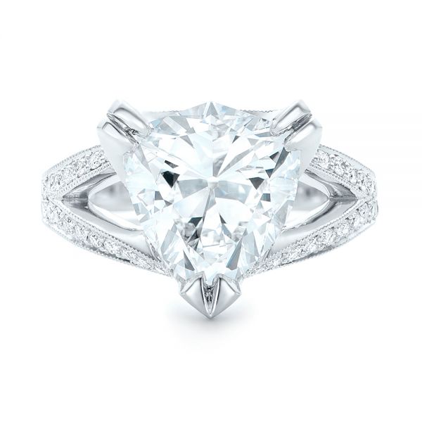 14k White Gold 14k White Gold Custom Antique Style Diamond Engagement Ring - Top View -  103345