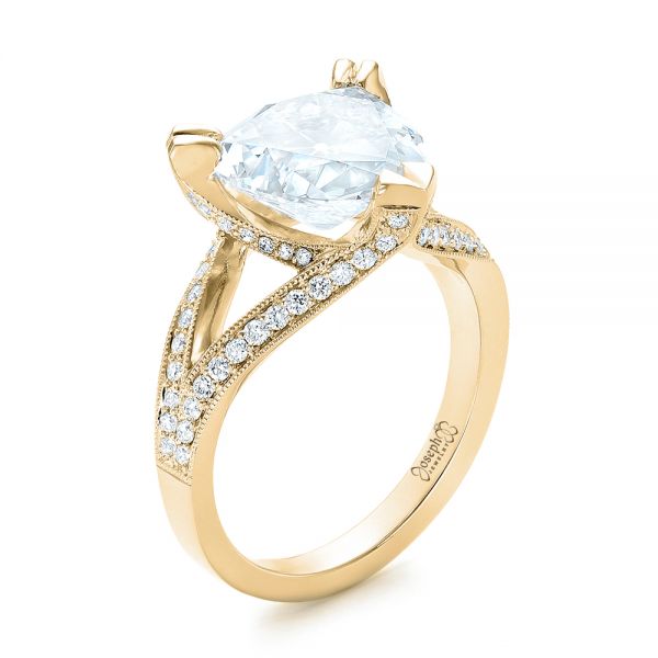 18k Yellow Gold 18k Yellow Gold Custom Antique Style Diamond Engagement Ring - Three-Quarter View - 103345