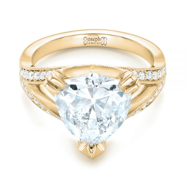 18k Yellow Gold 18k Yellow Gold Custom Antique Style Diamond Engagement Ring - Flat View - 103345