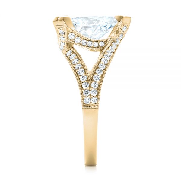 18k Yellow Gold 18k Yellow Gold Custom Antique Style Diamond Engagement Ring - Side View - 103345