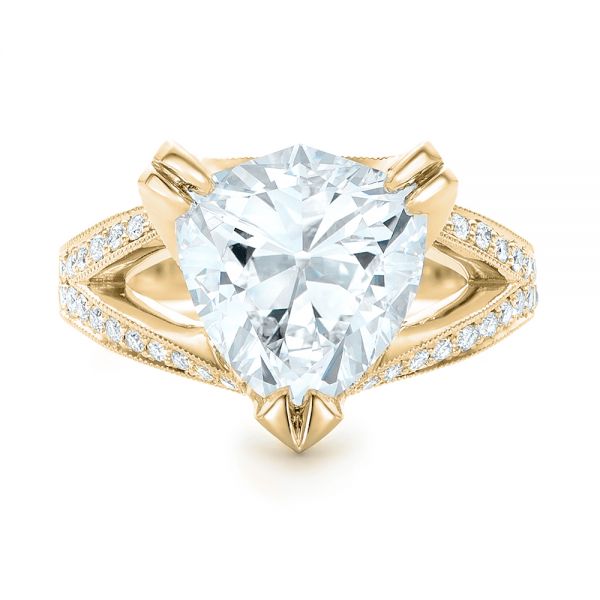 18k Yellow Gold 18k Yellow Gold Custom Antique Style Diamond Engagement Ring - Top View - 103345