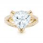 18k Yellow Gold 18k Yellow Gold Custom Antique Style Diamond Engagement Ring - Top View -  103345 - Thumbnail