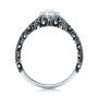14k White Gold Custom Antiqued And Hand Engraved Diamond Engagement Ring - Front View -  101290 - Thumbnail