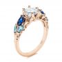 18k Rose Gold 18k Rose Gold Custom Aquamarine Blue Sapphire And Diamond Engagement Ring - Three-Quarter View -  105282 - Thumbnail