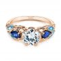 18k Rose Gold 18k Rose Gold Custom Aquamarine Blue Sapphire And Diamond Engagement Ring - Flat View -  105282 - Thumbnail