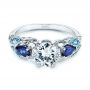  Platinum Custom Aquamarine Blue Sapphire And Diamond Engagement Ring - Flat View -  105282 - Thumbnail