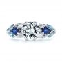  Platinum Custom Aquamarine Blue Sapphire And Diamond Engagement Ring - Top View -  105282 - Thumbnail