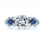 18k White Gold 18k White Gold Custom Aquamarine Blue Sapphire And Diamond Engagement Ring - Top View -  105282 - Thumbnail