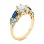18k Yellow Gold 18k Yellow Gold Custom Aquamarine Blue Sapphire And Diamond Engagement Ring - Three-Quarter View -  105282 - Thumbnail