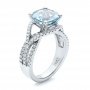  18K Gold 18K Gold Custom Aquamarine And Diamond Engagement Ring - Three-Quarter View -  100895 - Thumbnail