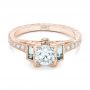 14k Rose Gold 14k Rose Gold Custom Aquamarine And Diamond Engagement Ring - Flat View -  102862 - Thumbnail