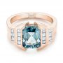 18k Rose Gold 18k Rose Gold Custom Aquamarine And Diamond Engagement Ring - Flat View -  103824 - Thumbnail