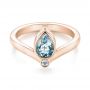 18k Rose Gold 18k Rose Gold Custom Aquamarine And White Sapphire Engagement Ring - Flat View -  103826 - Thumbnail