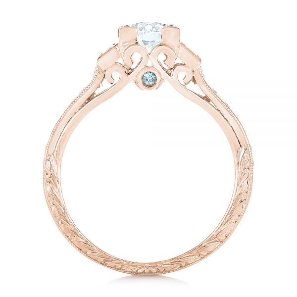 14k Rose Gold 14k Rose Gold Custom Aquamarine And Diamond Engagement Ring - Front View -  102862