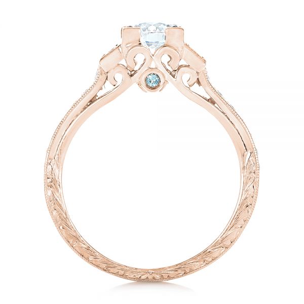 14k Rose Gold 14k Rose Gold Custom Aquamarine And Diamond Engagement Ring - Front View - 102862