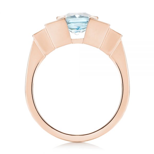 14k Rose Gold 14k Rose Gold Custom Aquamarine And Diamond Engagement Ring - Front View -  103824