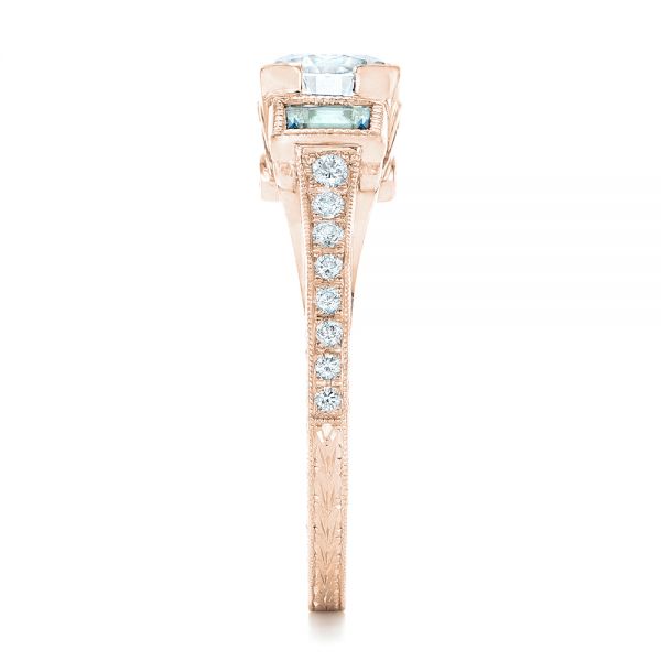 14k Rose Gold 14k Rose Gold Custom Aquamarine And Diamond Engagement Ring - Side View - 102862