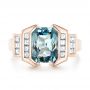 18k Rose Gold 18k Rose Gold Custom Aquamarine And Diamond Engagement Ring - Top View -  103824 - Thumbnail