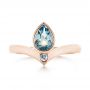 18k Rose Gold 18k Rose Gold Custom Aquamarine And White Sapphire Engagement Ring - Top View -  103826 - Thumbnail