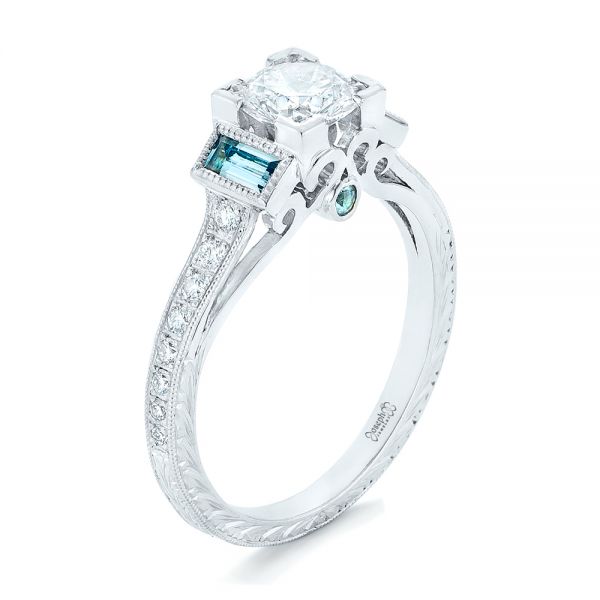 Custom Aquamarine and Diamond Engagement Ring - Image